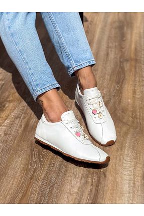 کفش اسنیکر سفید زنانه چرم اصل SİBA SHOES - کد 898980491