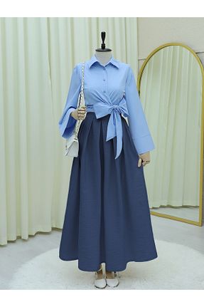 پیراهن حجاب آبی زنانه رگولار HİJABAYA - کد 930554518