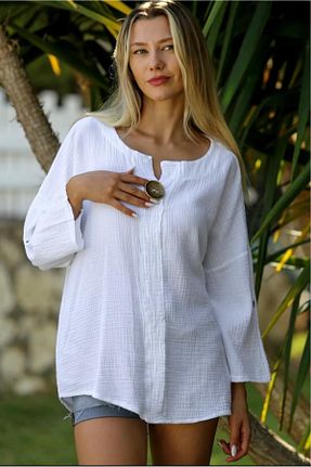بلوز سفید زنانه ساده Genel Markalar - کد 930581307