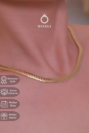 گردنبند استیل ( فولاد ) زرد زنانه استیل ضد زنگ MAVEGA - کد 892949754