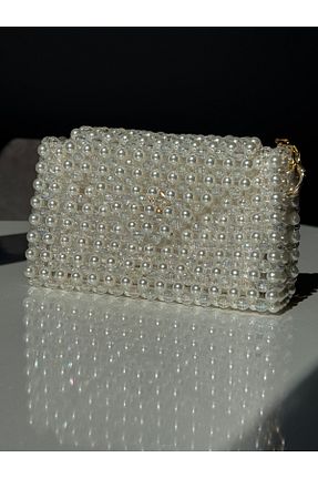 کیف دوشی سفید زنانه ساتن begüm jewelery - کد 930605644