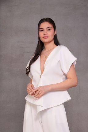 لباس سفید زنانه بافتنی MODA PARLA VALENTİ - کد 930741958