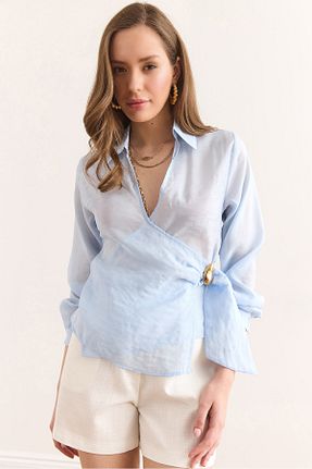 بلوز آبی زنانه ساده Olalook - کد 930642781