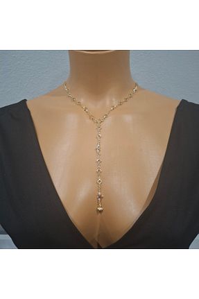 گردنبند جواهر زرد زنانه برنجی Bujiteri - کد 930640155