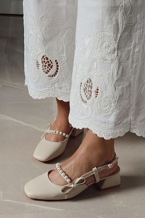 کفش پاشنه بلند کلاسیک بژ زنانه چرم مصنوعی POLKA STORE - کد 930648358