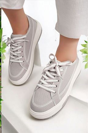 کفش اسنیکر طوسی زنانه بند دار LANDSHOES - کد 882552873