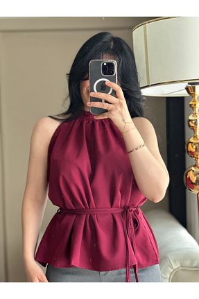 بلوز زرشکی زنانه ساده Khloe - کد 930650641