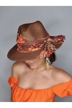 کلاه قهوه ای زنانه حصیر Senbeno Design - کد 930683112