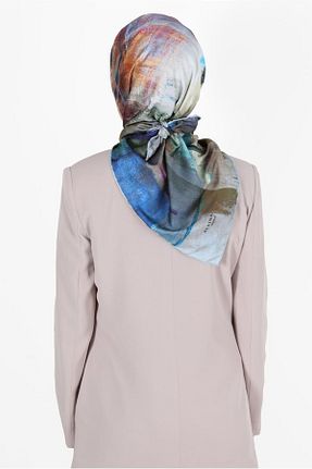 روسری آبی پلی استر Alvina - کد 803641613