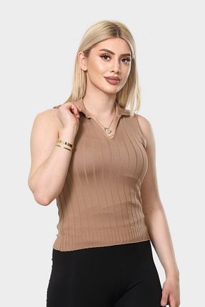 تیشرت بژ زنانه اسلیم فیت NEWCO - کد 930890443
