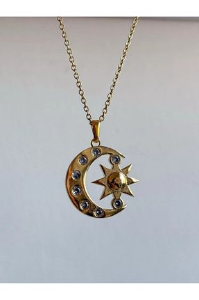 گردنبند جواهر زرد زنانه برنجی Reorah Collection - کد 930775277