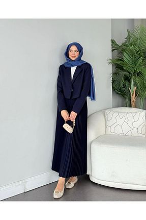 ست بالاتنه و پائین تنه حجاب سرمه ای زنانه رگولار Kağanbutik - کد 930797187