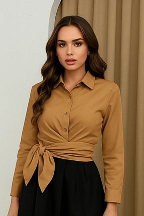 پیراهن قهوه ای زنانه اسلیم فیت RESSHO - کد 930784342