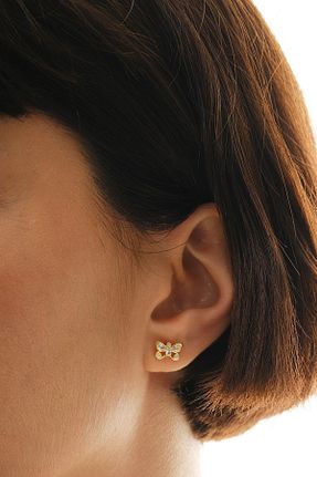 گوشواره نقره طلائی زنانه 925 عیار Söğütlü Silver - کد 930783945