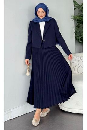 ست بالاتنه و پائین تنه حجاب سرمه ای زنانه رگولار Kağanbutik - کد 930797187