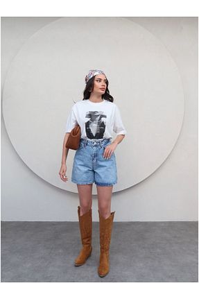 شلوارک و برمودا آبی زنانه فاق بلند ESRAHELVACI - کد 930784918