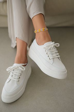 کفش اسنیکر سفید زنانه بند دار selinshoes - کد 930816537
