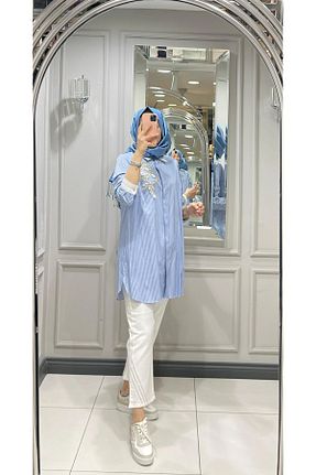 تونیک آبی زنانه بافتنی FUAT GÜRSEN - کد 930826264