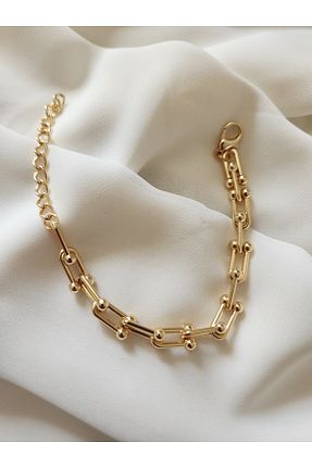 دستبند استیل (فولاد) زرد زنانه روکش طلا Noira Jewellery - کد 930827275