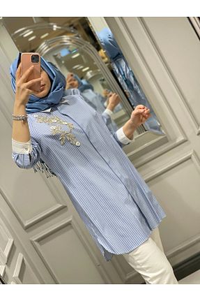 تونیک آبی زنانه بافتنی FUAT GÜRSEN - کد 930826264