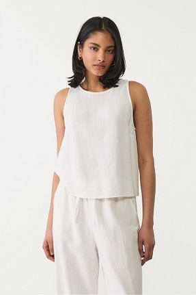 بلوز سفید زنانه ساده Stradivarius - کد 818182047