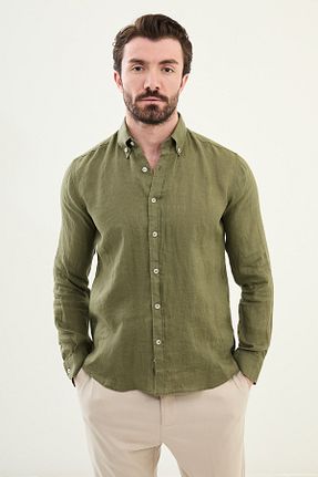 پیراهن خاکی مردانه اسلیم فیت Mcr - کد 930816572