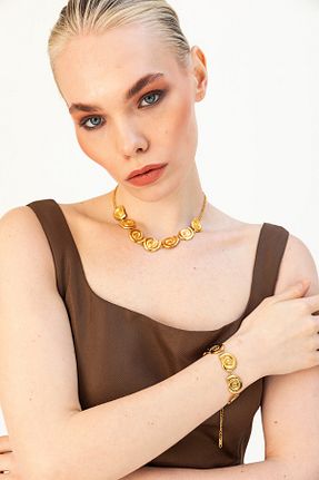دستبند جواهر متالیک زنانه فلزی TUSSMADE - کد 930821265
