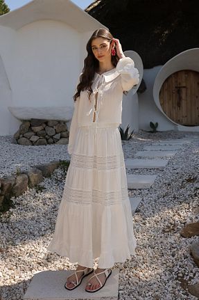 دامن سفید زنانه نایلون Olcay - کد 917325081
