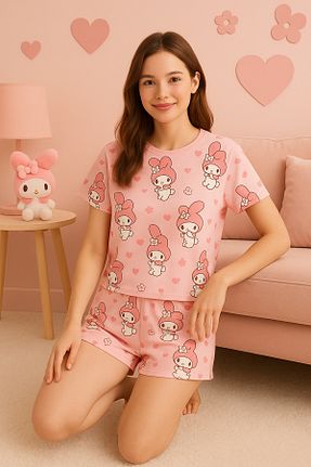 ست لباس راحتی صورتی زنانه طرح دار PEMBİŞ HOMEWEAR - کد 930862696
