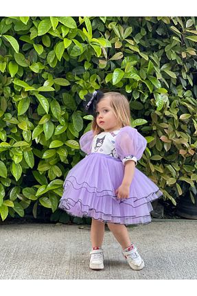 لباس بنفش بچه گانه توری İPEKACOUTURE - کد 930945698