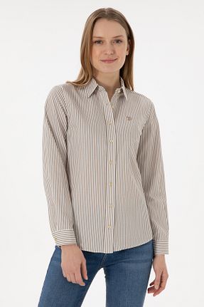 پیراهن خاکی زنانه یقه پیراهنی U.S. Polo Assn. - کد 930864312