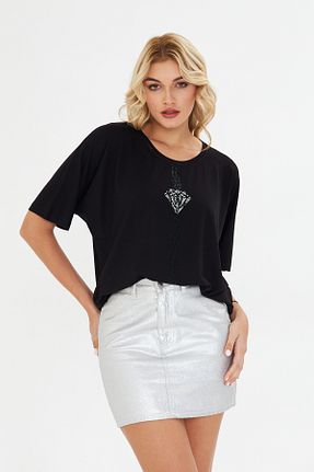 بلوز مشکی زنانه چاپی MODA - کد 930842208