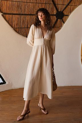 لباس حجاب بژ زنانه رگولار Olcay - کد 901150818