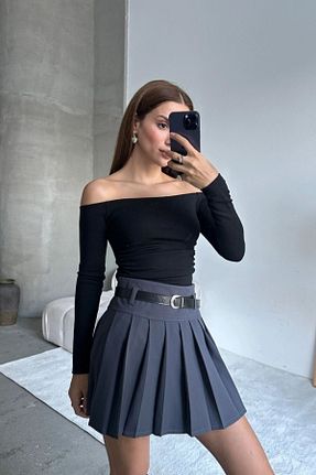 دامن طوسی زنانه پلی ویسکون Nana & Mayka Moda - کد 930893283