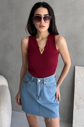 بلوز زرشکی زنانه ساده Chicup Aura - کد 930872572