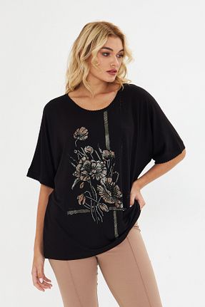 بلوز مشکی زنانه گلدار MODA - کد 930928841