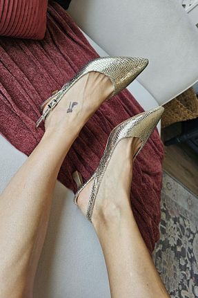 کفش مجلسی طلائی زنانه چرم مصنوعی Topukla Footwear - کد 930932854