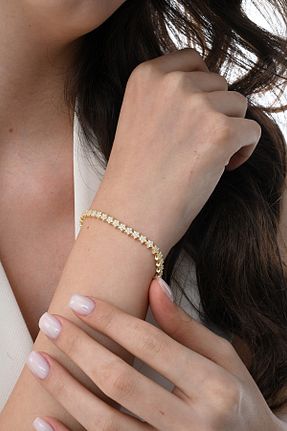 دستبند نقره طلائی زنانه 925 عیار Söğütlü Silver - کد 930931494