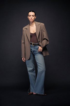 شلوار جین آبی زنانه پاچه پهن VATKALI - کد 906427497
