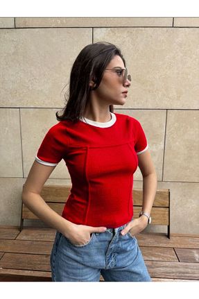 بلوز قرمز زنانه ساده ZZ - کد 930928139