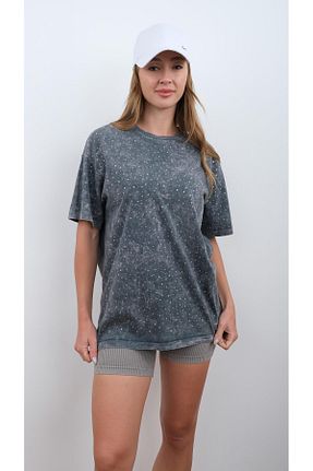 تیشرت طوسی زنانه اورسایز Miapiashop - کد 930931150