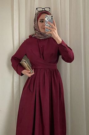 لباس حجاب زرشکی زنانه کلوش Tesettür Diyarı - کد 930950391