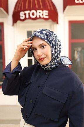 روسری سرمه ای پنبه ای Silk Home - کد 863652300