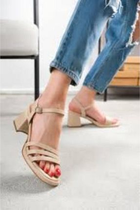کفش پاشنه بلند کلاسیک بژ زنانه چرم KİNDEP - کد 930968412