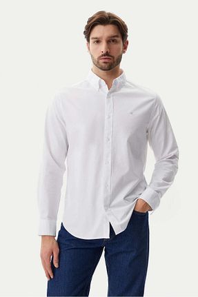 پیراهن سفید مردانه یقه پیراهنی Calvin Klein - کد 930955110