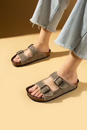 دمپائی بژ زنانه چرم مصنوعی Pembe Potin - کد 930948105