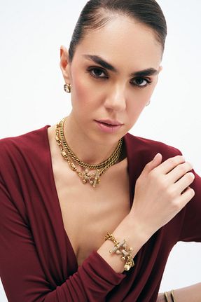 دستبند جواهر طلائی زنانه زیرکن Mon Reve - کد 930981577