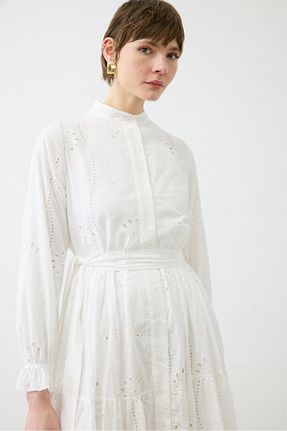 لباس سفید زنانه تریکو TERZİ DÜKKANI - کد 930984600