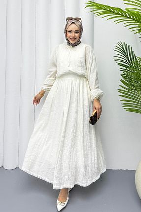 ست بالاتنه و پائین تنه سفید زنانه بافتنی Modaensarbutik - کد 931021253