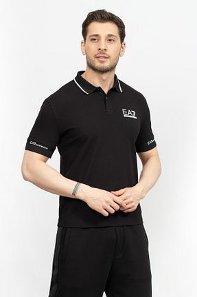 پولوشرت مشکی مردانه پنبه - الاستین EA7 - کد 817906125